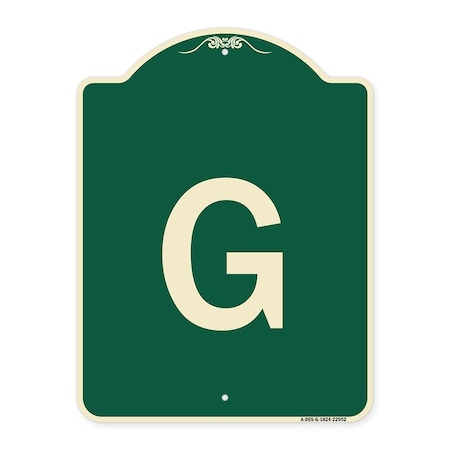 Designer Series Sign With Letter G, Green & Tan Heavy-Gauge Aluminum Architectural Sign